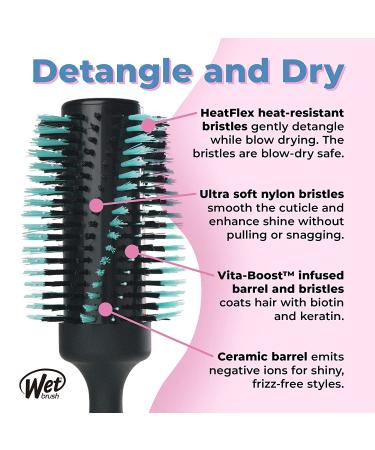 Wet Brush Smooth and Shine Round Brush - Ideal for Fine to Medium Hair - Effortless Blowouts with Minimal Breakage - Spiral Bristle Design for Smooth Styles - Buy Online on GoSupps.com