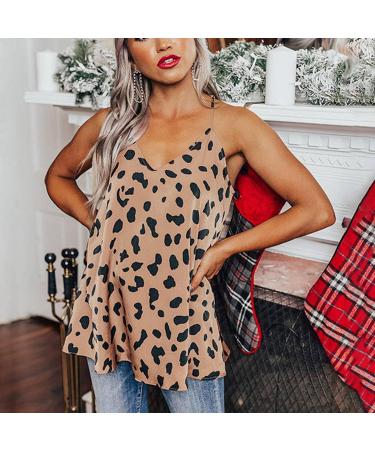 Shop Women's Leopard Spaghetti Strap V-Neck Tank Top - Casual Summer Shirt - Buy Online on GoSupps.com