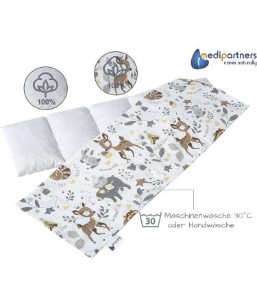 Medi Partners Kirschkernkissen 60x20cm | Eco-Friendly 100% Cotton 5 Chambers Grain Pillow | Large Warming & Cold Therapy Pillow | Removable Connection (Deer) - Buy Online on GoSupps.com