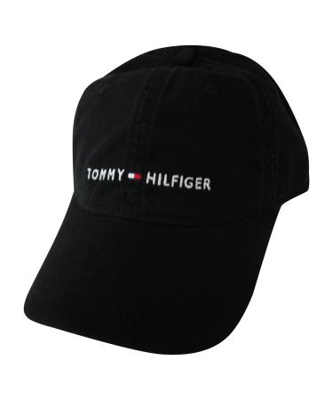 Tommy Hilfiger Men's Cotton Logo Adjustable Baseball Cap One Size Black Nameplate