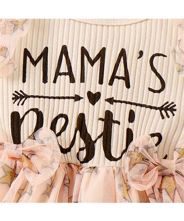 PatPat Baby Girl Long Sleeve Tutu Dress - 3-6 Months | Infant Tulle Flower Girl Princess Dress for Christmas Party & Birthdays - Apricot - Buy Online on GoSupps.com