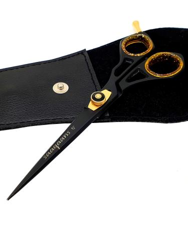 Saaqaans SQR-01 Professional Hairdressing Scissor - Perfect for Hair Salon/Barber/Hairdresser and Home use to Trim your Haircut/Beard/Moustache - Comes with Beautiful Black Pouch/Case