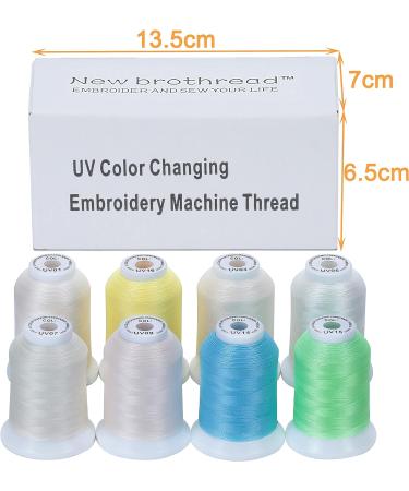 New brothread 8 Spools UV Color Changing Embroidery Thread Kit - 30WT 500M Each - for Embroidery, Quilting, Sewing - Buy Online on GoSupps.com