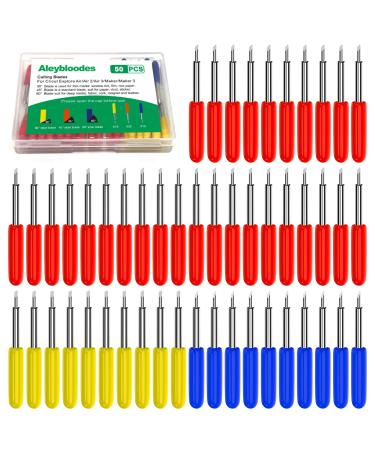 50PCS Replacement Blades Compatible with Cricut Explore Air 2/Air 3/Maker/Maker 3/Expression, 10PCS Fine Point Blades, 10PCS Deep Point Blade and 30PCS Cutting Neddles Compatible with Cricut Blades Color Mixing-50PCS