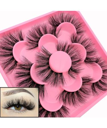 Fluffy Faux Mink Wispy False Eyelashes - 20MM Long Dramatic Lashes for Thick Volume and Big Eyes - Pack of 5 Pairs (Style 5-06) - Buy Online on GoSupps.com