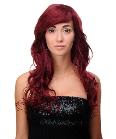 WIG ME UP - 9669EL-39 ladies wig red garnet red wavy slightly curly very long 70 cm