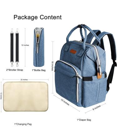 Approach Waterproof Diaper Backpack | Large Capacity Mom & Dad Bag with Stroller Belts & USB Connection - Linen Blue - Buy Online on GoSupps.com
