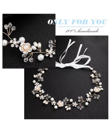 Flower Bride Wedding Headdress | Elegant Hair Jewelry for Women & Girls - Gold Floral Headband - Buy Online on GoSupps.com