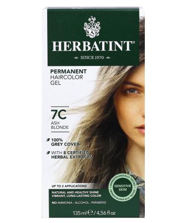 Herbatint Permanent Haircolor Gel  7C Ash Blonde  Alcohol Free  Vegan  100% Grey Coverage - 4.56 oz 7C Ash Blonde 4.56 Fl Oz (Pack of 1)
