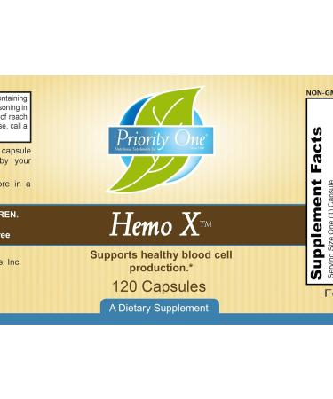 Priority One Vitamins Hemo-X 120 Capsules - Supports Red Blood Cell Production and Iron Absorption - Buy Online on GoSupps.com