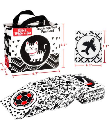 Black and White Soft Flash Cards - Educational Fabric Baby Activity Crinkle Set with Storage Bag - Ideal for Infant Boys and Girls - Non-Toxic, Perfect for Baby Shower - Buy Online on GoSupps.com