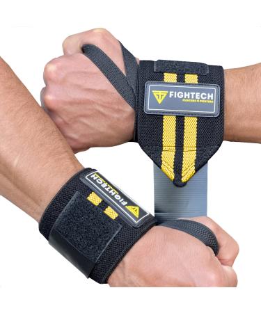 FIGHTECH Upgraded 2023 PRO Series Wrist Wraps for Weight Lifting | 18 inch Professional Grade Lifting Wrist Wraps for CrossFit and Powerlifting (Yellow, 18 inch) Yellow 18 inch