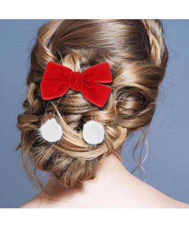Beaupretty 2 Pairs Christmas Bow Hair Clips Xmas Hair Barrette Furry Ball Hair Pins Christmas Hair Accessories Xmas Holiday Supplies - Buy Online on GoSupps.com