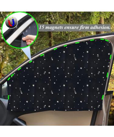 ZATOOTO Car Sun Shades - UV Protection Black Star Front Curtains (2 PCS) 48*80cm - Ideal for Baby, Kids, Pets, & Adults - Privacy and Sun Protection - Buy Online on GoSupps.com