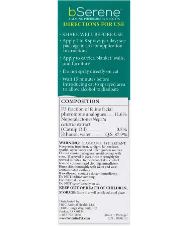 Serene Pheromone + Catnip Calming Spray 60ml | Reduce Stress & Anxiety in Cats | Fast-Acting Solution for Hiding, Scratching & Fighting | Ideal for Home, Travel, Vet Visits, Thunder & Fireworks | 440223 - Buy Online on GoSupps.com