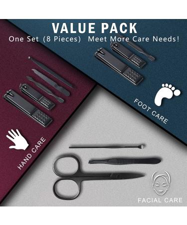8 PCS Nail Clippers Set - Premium Manicure Kit for Women & Men | Stainless Steel Facial, Hand, and Foot Care Tools | Professional Grooming Gift Pedicure Set with Portable Travel Case - Buy Online on GoSupps.com