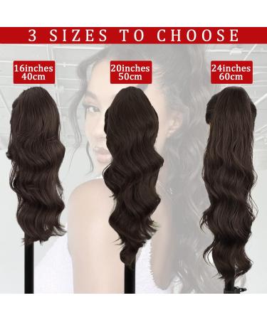 Ponytail Extensions Brown - 40cm Long Curly Synthetic Hair with Bracket | Realistic Braid Accessories - Buy Online on GoSupps.com