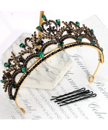 Baroque Vintage Black Crown with Crystal Accents - Perfect for Halloween & Special Occasions - Buy Online on GoSupps.com