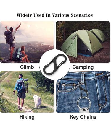 30 Piece S Carabiner Keychain Set | 8-Shaped Mini Black Double Carabiner | High-Quality Waterproof | Perfect for Outdoor Activities Camping Hiking Travel - Buy Online on GoSupps.com