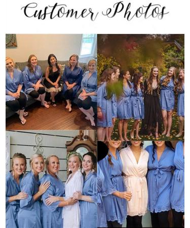 BESDEL Women's Satin Silk V-Neck Short Kimono Robe | Bridesmaids Robe - Blue - Buy Online on GoSupps.com