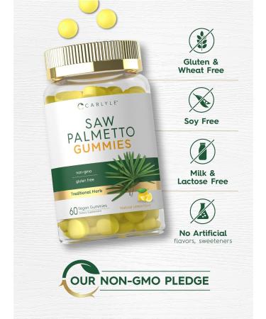 Carlyle Saw Palmetto Gummies 480mg - 60 Count | Vegan Non-GMO & Gluten Free Extract from Saw Palmetto Berries - Natural Lemon Flavor - Buy Online on GoSupps.com