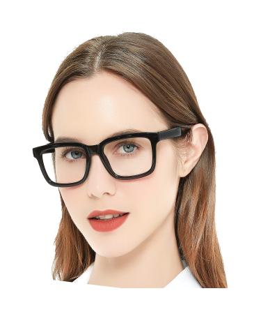 AEZUNI Large Square Reading Glasses Women Trendy Readers 1.0 1.5 2.0 2.5 3.0 3.5 (Black 1.50) Black 1.5 x