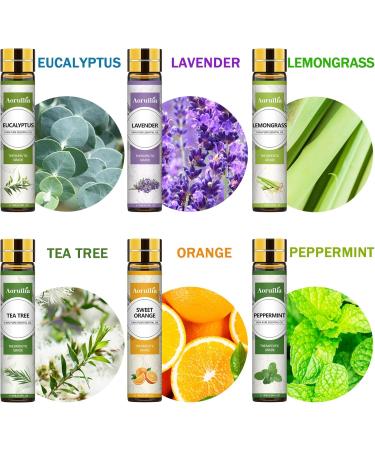 Aoruilia 6 x 10ml Essential Oils for Diffuser for Home 100% Pure Aromatherapy Oil for Sleep Cleaning Skin Care Candle Making - Tea Tree Lavender Peppermint Sweet Orange Lemongrass Eucalyptus Top 6 60 ml (Pack of 1) - Buy Online on GoSupps.com