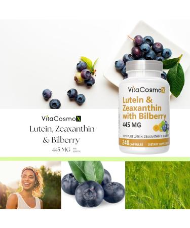 VitaCosmoX Lutein with Zeaxanthin Vegan Capsules 240 Count 40 mg Lutein + 4 mg Zeaxanthin per Serving Non-GMO Gluten-Free - Buy Online on GoSupps.com