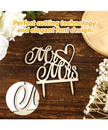 Mr and Mrs Cake Topper 5.6x5 Inch Elegant Wood Wedding Cake Topper Mr & Mrs Sign for Wedding Cake Engaged Cake Topper Wedding Party Supplies Cake Decoration - Buy Online on GoSupps.com