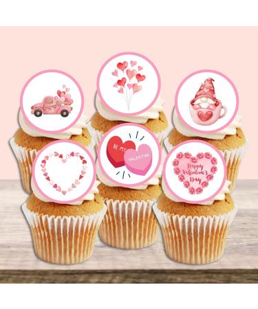 PRECUT Pink Valentines Day Mini Cupcake Toppers Love You Edible Cake Topper Edible Valentine Cake Decorations Proposal Decorations Engagement Cake Decoration Cute Anniversary Cake Toppers (48) - Buy Online on GoSupps.com