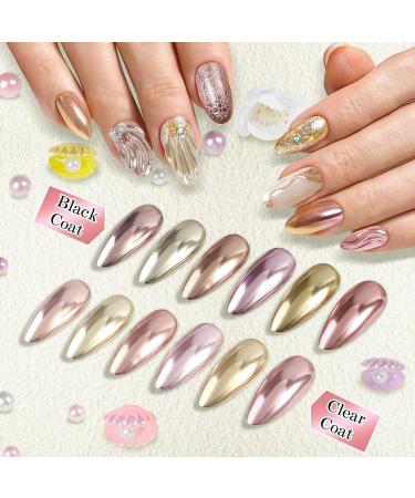 6 Colors Gold Chrome Nail Powder - Metallic Effect Chrome Pigments for Stunning Nail Art - Ros gold & Champagne Gold Options Available - Buy Online on GoSupps.com