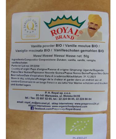 Raw Vanilla Bean Powder / Organic Ground Vanilla / 50g / Pesticide and Plant Protection Free / Organic Vanilla Powder