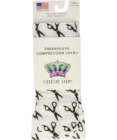 Celeste Stein Therapeutic Compression Socks - White Scissors 15-20 mmHg Moderate Support for Comfort & Wellness - Buy Online on GoSupps.com