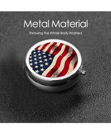 Portable Metal Pill Box - American Flag Design | 3-Compartment Travel Accessory for Small Pills - Buy Online on GoSupps.com