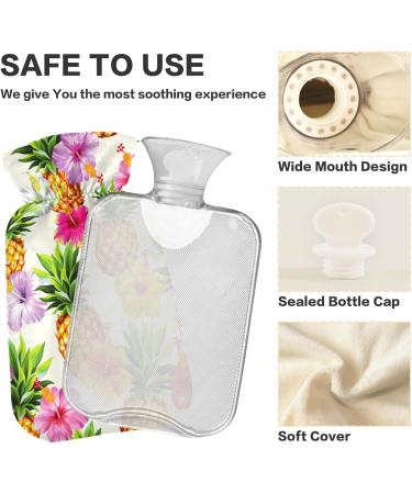 Hot Water Bottles with Hawaiian Pineapple Flowers Cover | 2L Pain Relief & Bed Warmer for Cramps & Aches - Buy Online on GoSupps.com
