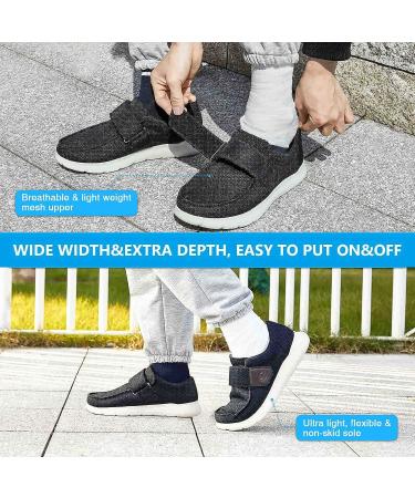CBMTCR Men's Wide Width Diabetic Shoes with Adjustable Closure for Swollen Feet - Size 10 Wide in Black - Buy Online on GoSupps.com