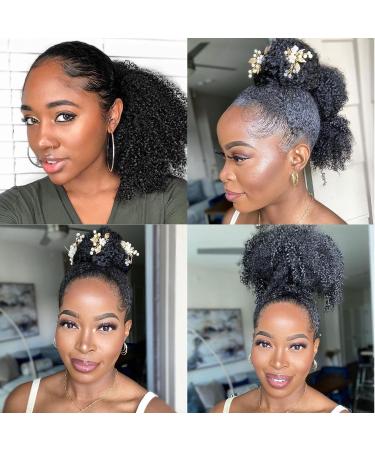 Kinky Curly Ponytail Human Hair Drawstring Ponytail for Black Women 12A Brazilian Virgin Human Hair 4C Curly Ponytail Extension Natural Black 16 Inch 150g 16 Inch Natural Black Kinky Curly Ponytail - Buy Online on GoSupps.com