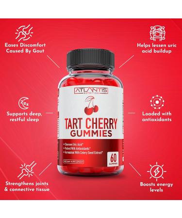 Tart Cherry & Celery Seed Gout Relief Gummies - 60ct | Joint Support & Antioxidant for Uric Acid Cleanse - Buy Online on GoSupps.com
