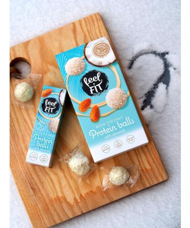 Feel FIT Sugar-Free Coconut Pralines with Almonds - 27g Protein Snack | Healthy Coconut Balls - Buy Online on GoSupps.com