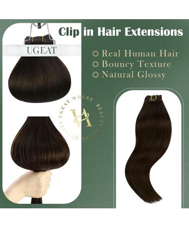 Ugeat Clip-In Brown Hair Extensions | 45cm Remy Real Hair 120g 7 Pieces - Thick & Luxurious #2 - Buy Online on GoSupps.com