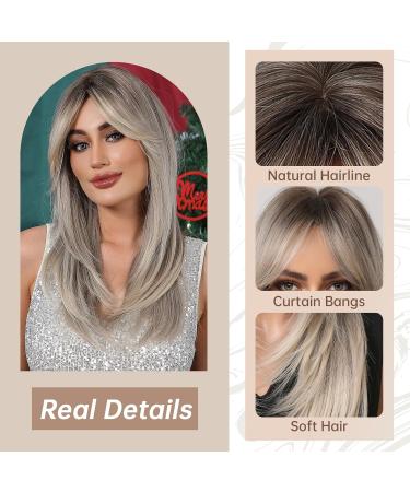 Allbell Blonde Wigs for Women - Long Layered Heat Resistant Hair with Bangs | Platinum Blonde 259-13 - Buy Online on GoSupps.com