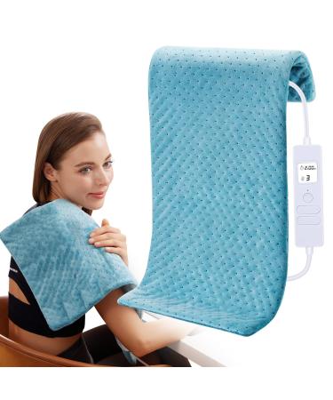 Heating Pad for Back, Shoulder, Muscle, Cramps, Pain Relief, Electric Heat Pad, Ultra Fast Heat, Moist & Dry Heat Therapy, 8 Timers, 6 Heat Settings, Auto Shut Off, Size 12x24 XL