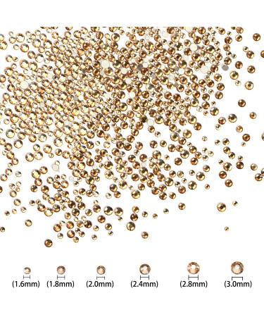 Champagne Flat Back Round Crystal Rhinestones Set - 3456 Pieces in 6 Sizes for Crafts, Nails, Art, Makeup - With Tweezers and Picking Pen - SS4-12 - Buy Online on GoSupps.com