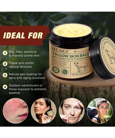 Beef Tallow Cr me bio 100 % grassfed de b uf pour les soins de la peau avec huile de ricin et huile d'encens visage et corps hydratant pour toutes les peaux - Buy Online on GoSupps.com