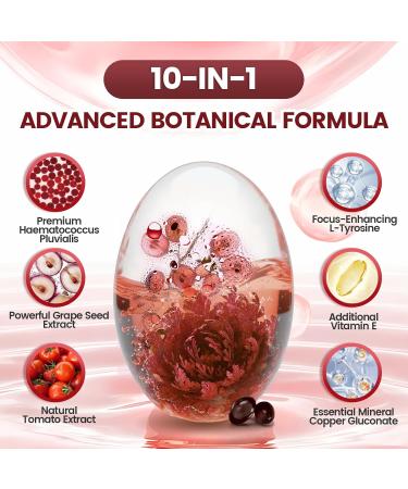 10 in 1 Astaxanthin Supplements 24mg, 4 Month Supply, Astaxantina Antioxidant from Fresh Haematococcus Pluvialis, Contains Lycopene, Grape Seed, Vitamin E, & More Supports Eye, Joints, Skin Health 24mg | 1 Bag | 240 Softgels - Buy Online on GoSupps.com