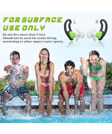 Hearprotek Waterproof Silicone Ear Plugs for Swimming - 2 Pairs for Men, Women, and Juniors - Green - Buy Online on GoSupps.com
