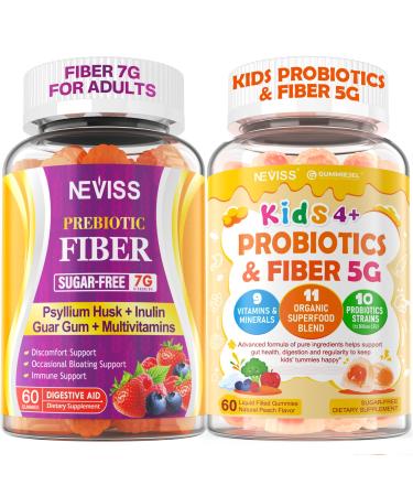 NEVISS Fiber Gummies for Adults & Probiotics for Kids Teen + Veggie & Fruit Fiber Gummies