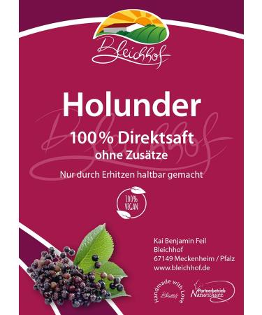 Buy BLEICHHOF Vegan Elderberry Juice - 6x0.72L Direct Juice | Immune Support & Antioxidant Benefits - Buy Online on GoSupps.com