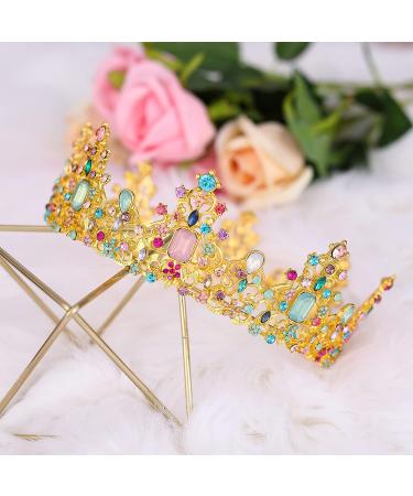 Gold Princess Crown | Rhinestone Birthday & Wedding Queen Tiara | Cosplay & Halloween Hair Accessory - Buy Online on GoSupps.com