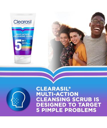 Clearasil 5 in 1 Exfoliating Scrub for Acne Prone Skin Unclogs Pores Reduces Blackheads Pimples & Excess Oil Daily Spot Prevention 3 Pack - Buy Online on GoSupps.com